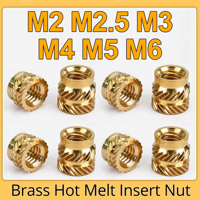 M2 M2.5 M3 M4 M5 M6 Brass Hot Melt Insert Knurled Nut Thread Heat Molding Double Twill Injection Embedment Nut For 3D Printer