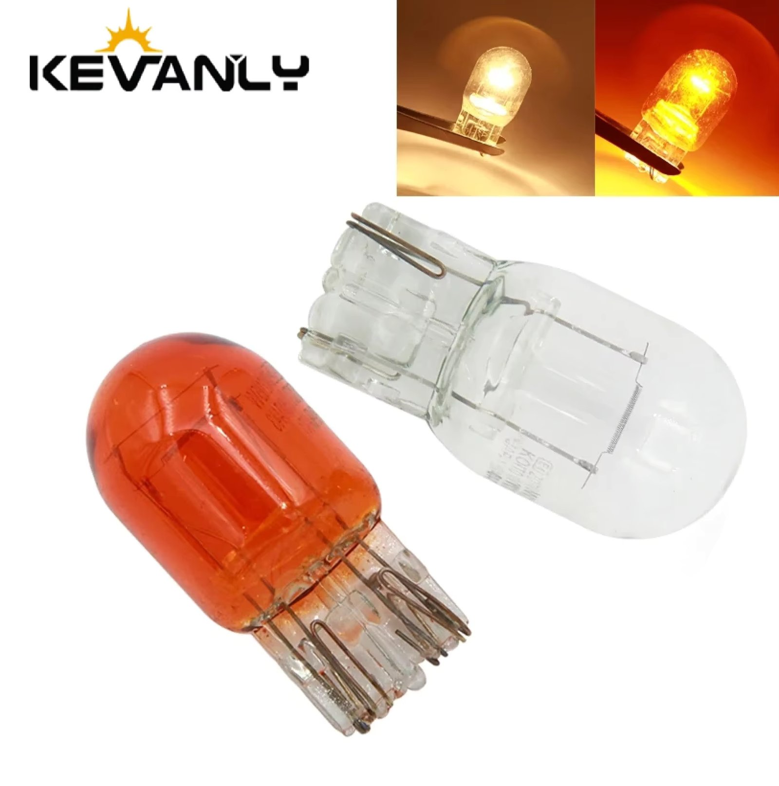 Kevanly 10pcs car T20  7440 7443 halogen lamp 12v w21/5w warm white brake bulbs Tail Light Stop Light  Rear Turn Signal DRL 12v
