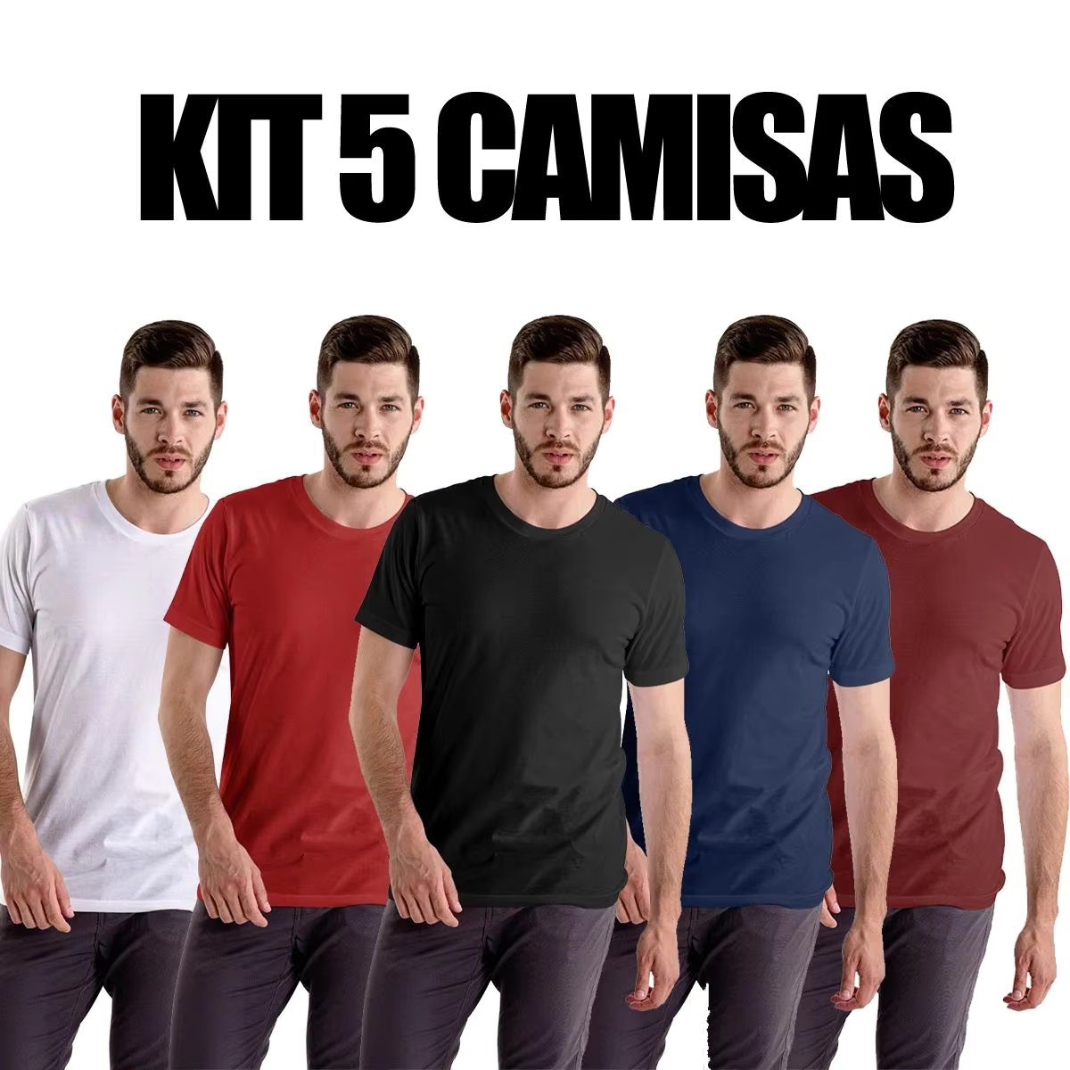 Kit 5 Men's Shirts Lisa Cotton Premium