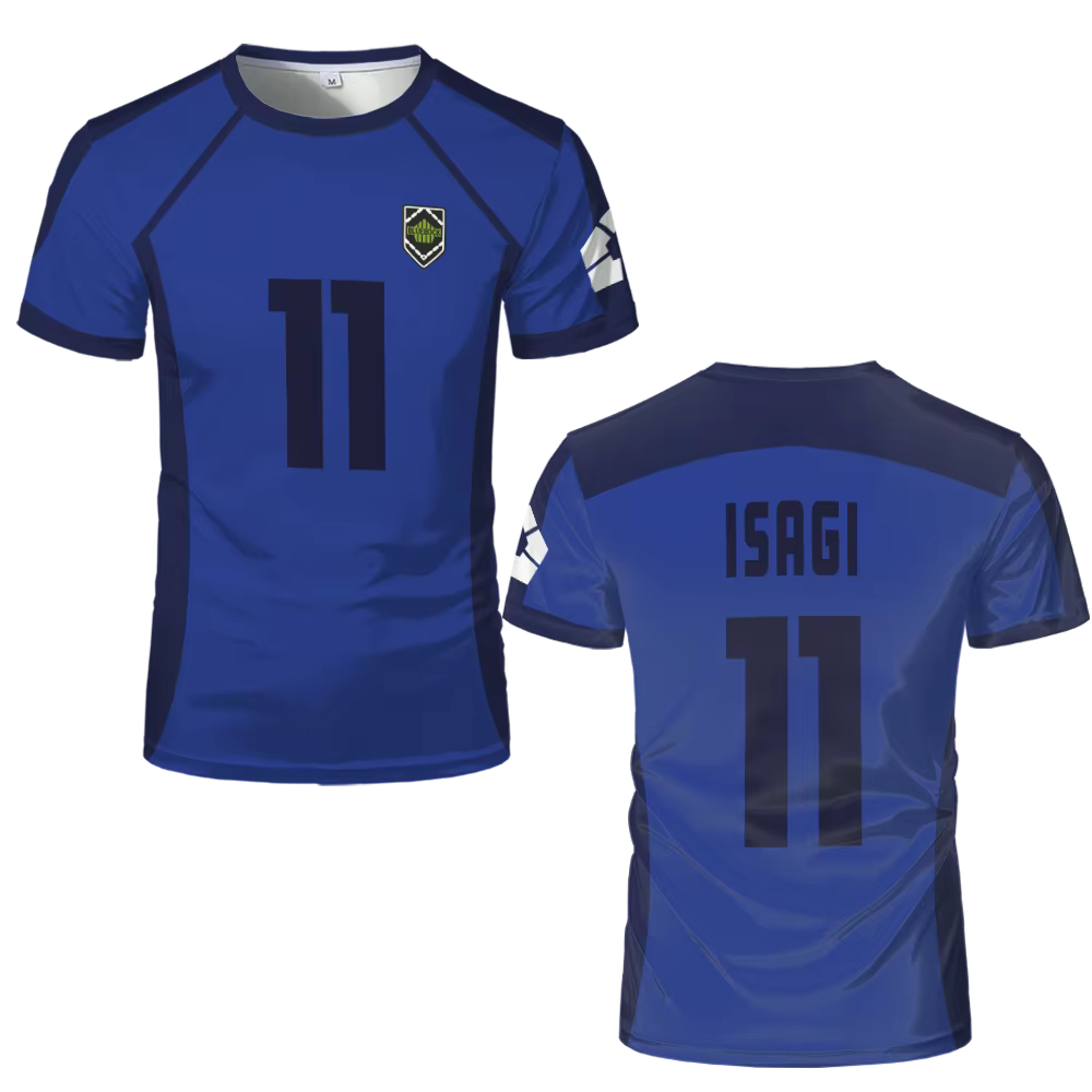 Blue Lock Anime T Shirts 2024 Summer Mens Short Sleeved Cartoon Football Jersey T-shirt Adults Kids Soccer Isagi Cosplay Uniform