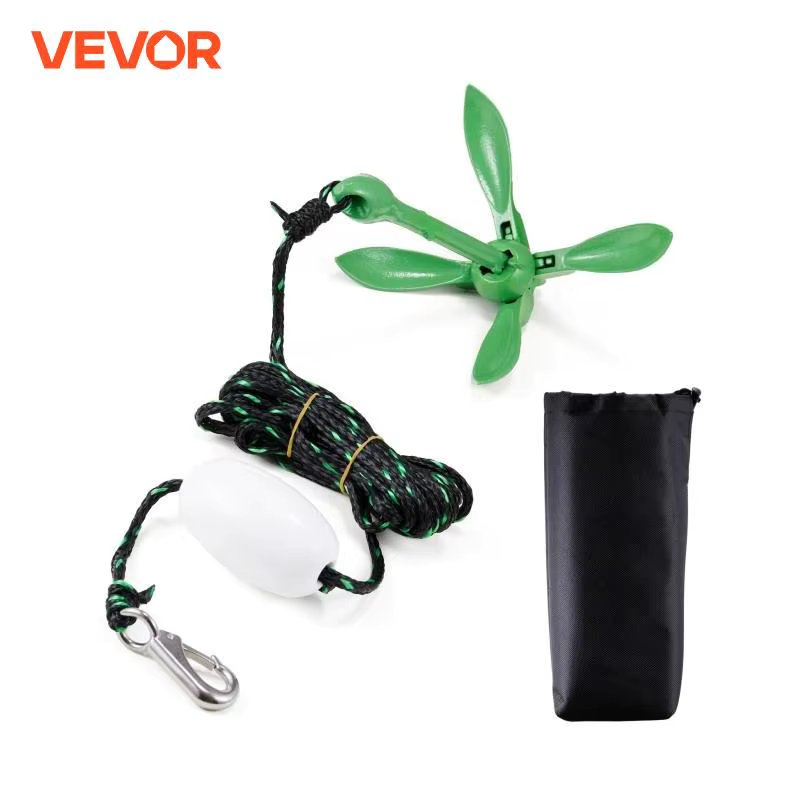 VEVOR Kayak Anchor Kit 3.5 lb Paddle Board Anchor Kit with 26.2 ft/8 m Rope and Buoy Folding Small Boat Anchor with Storage Bag