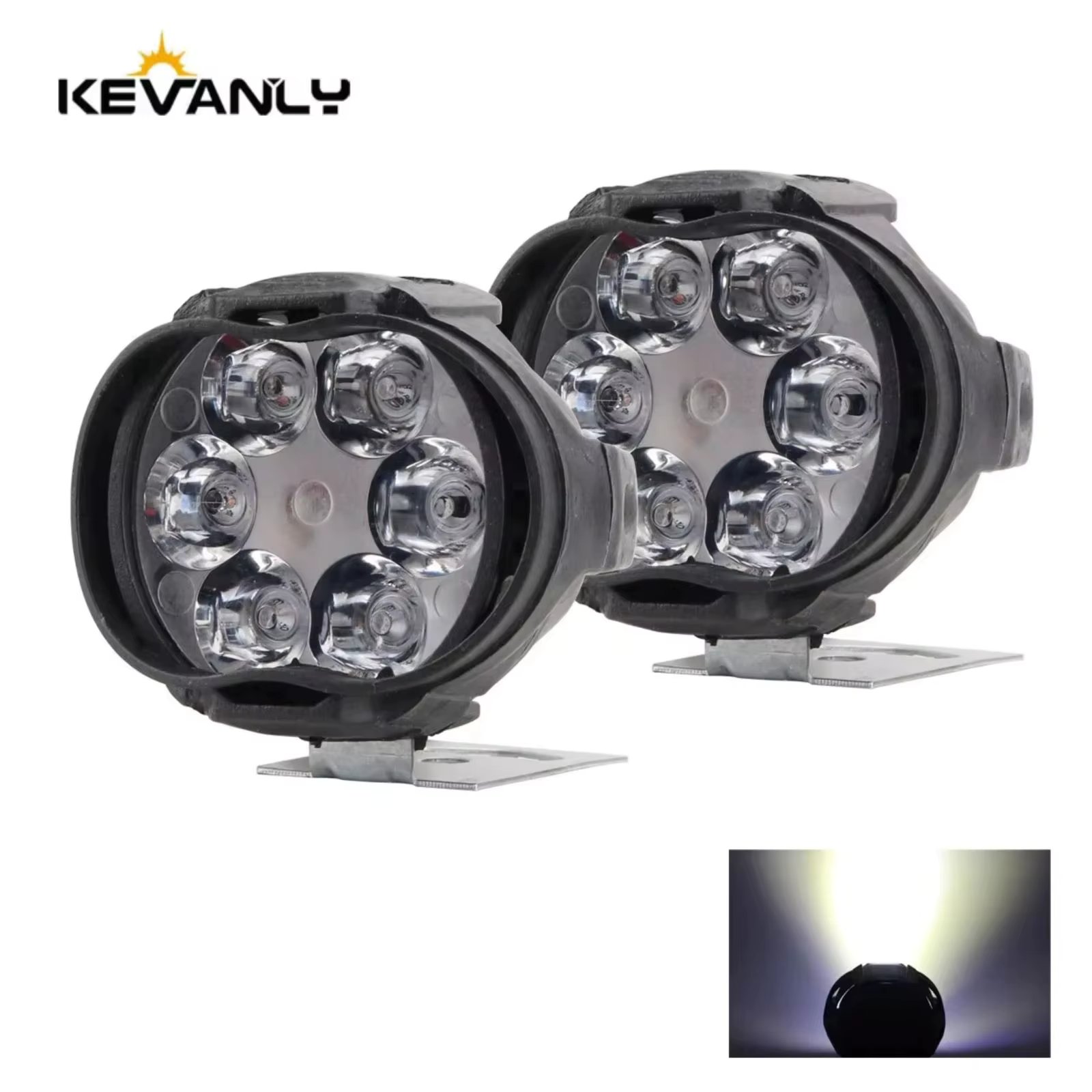KEVANLY 2PCS Work Lights 6 LED Motorcycle Headlight Spot Light Waterproof Super Bright Auxiliary Scooters Universal 12v Led Bar