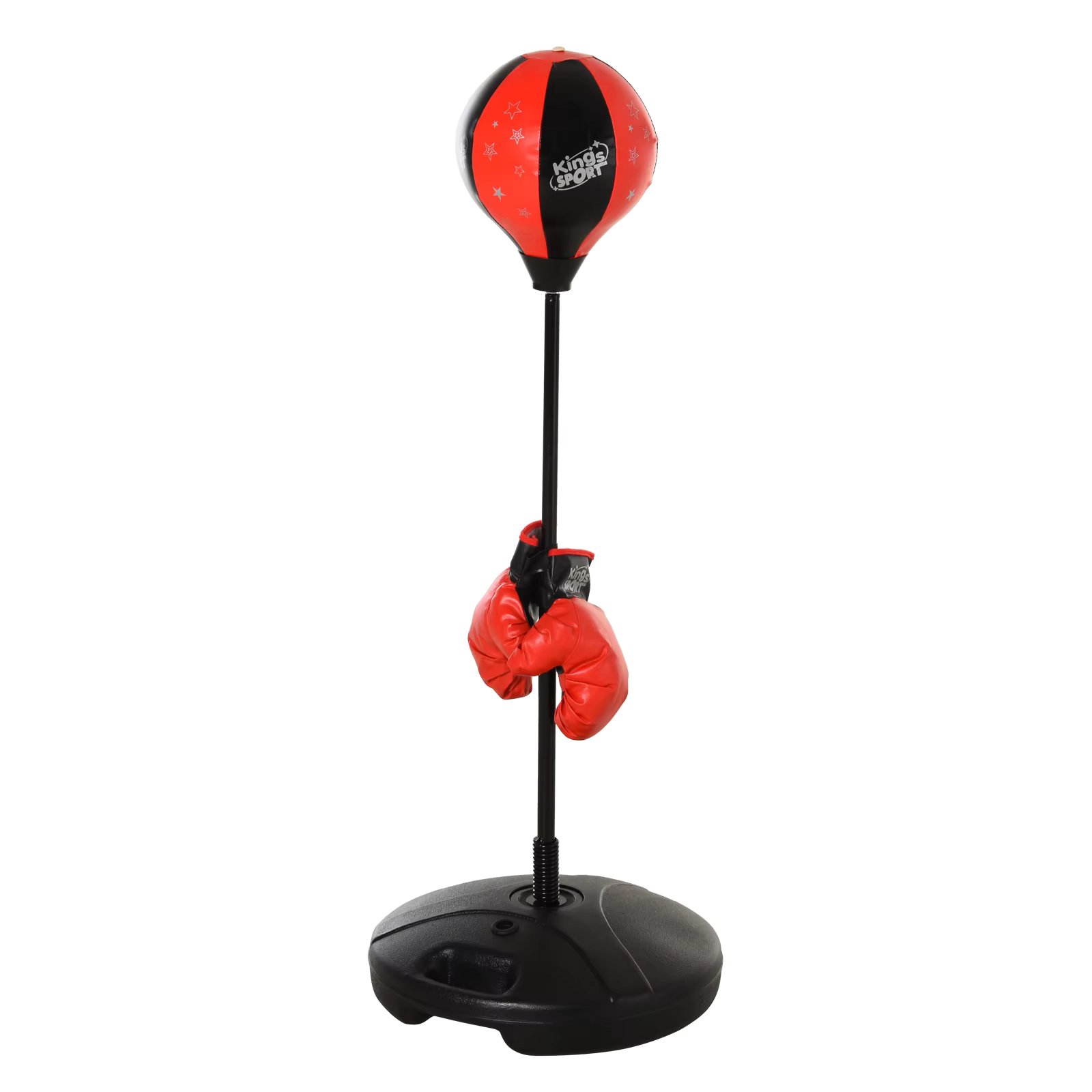 HOMCOM Children's Boxing Bag Height Adjustable Gloves Stable Support 360 Degree Spring 38x38x78-120cm Black Red