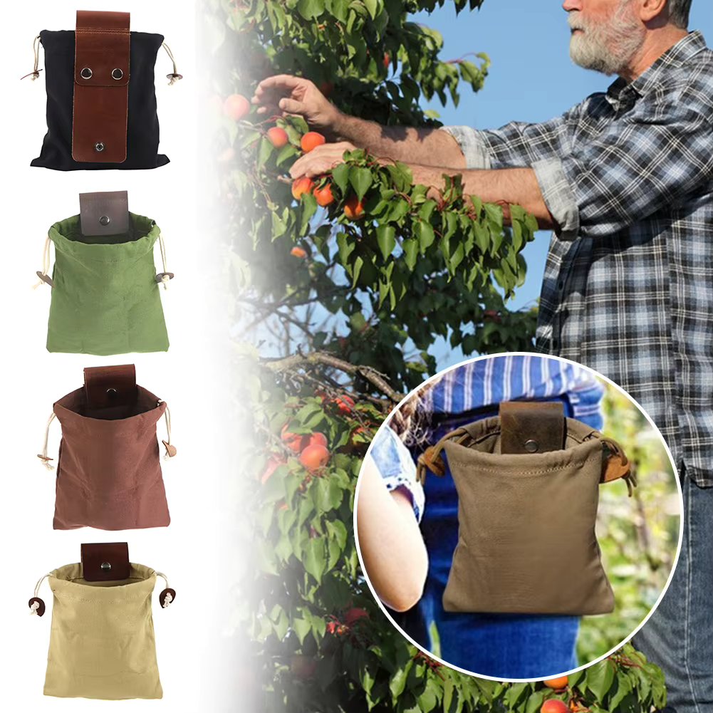 Foldable Belt Pouch Portable Hands-Free Fruit Picking Bag Collapsible Foraging Bag Pouch For Hiking Garden Storage