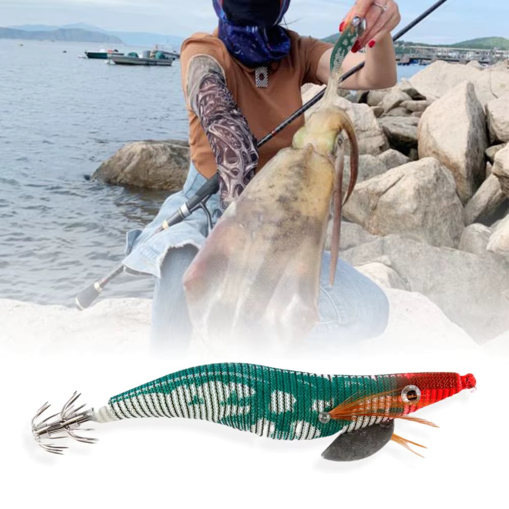 999FISHING  Squid Jig Hook 10 Color 21g Cuttlefish Hard Bait  Luminous Fishing Wood  Sea Jigs Tackles squid stand  egi