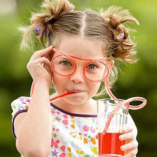 1pcs Funny Soft Plastic Glasses Straw Unique Flexible Drinking Tube Kids Party Bar Accessories Beer Colorful Homebrew