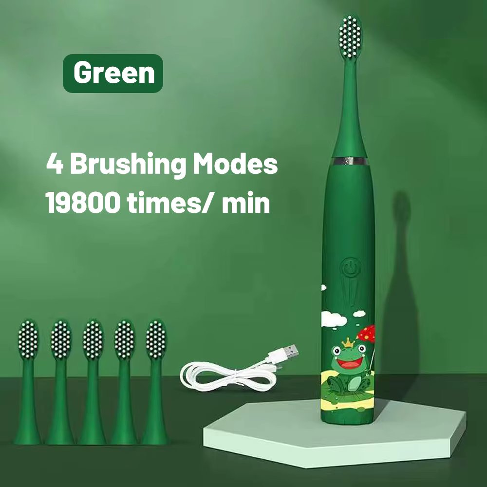 For Children Electric Toothbrush Cartoon Pattern Kids with Replace The Toothbrush Head Ultrasonic Electric Toothbrush