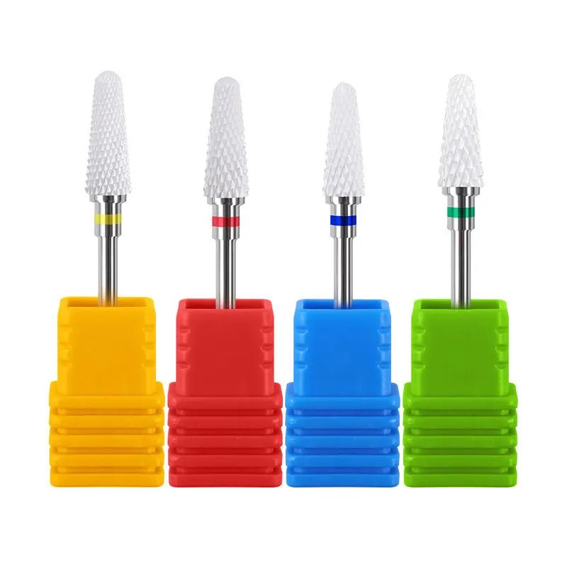 4 Pcs Ceramics Milling Cutters For Manicure Mushroom Type Nail Drill Bits Equipment Tools