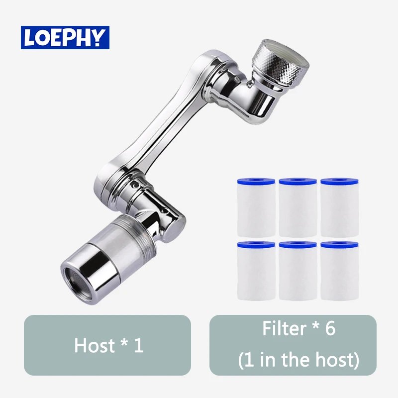 1080° Rotating Water Purification Filter Plastic Faucet Mechanical Arm Spray Head Kitchen Washbasin Extension Tap Aerator Univer