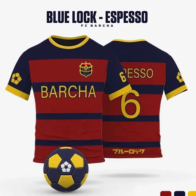 Blue Lock FC Barcha Cartoon Anime Cosplay Men's Jersey Summer Short Sleeve Kids T-shirt Top 24 Fashion T-shirt Crewneck Team Fan
