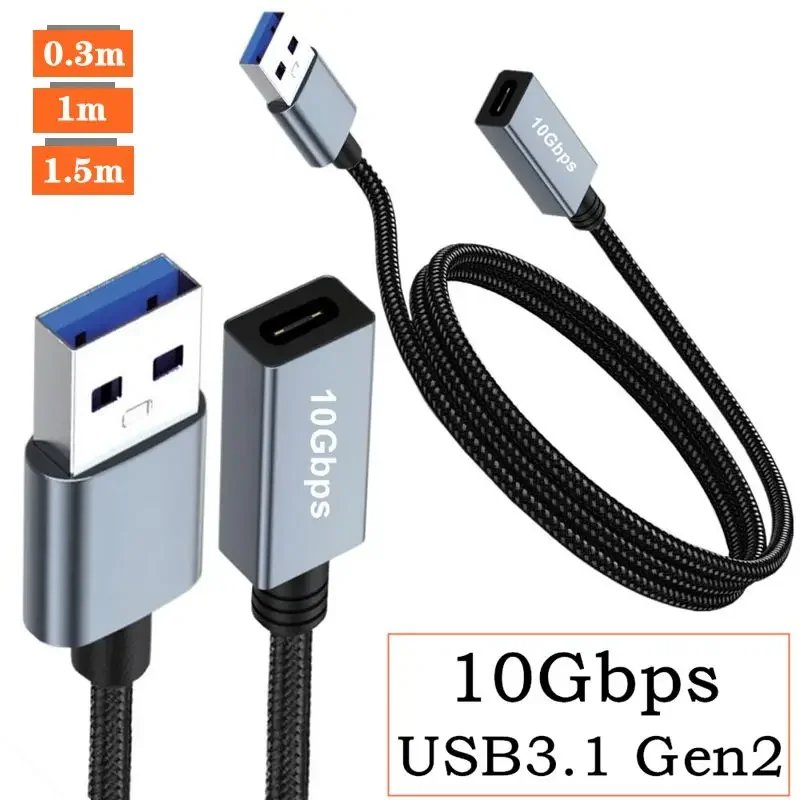 Double Sided 10Gbps Data Strip Chip USB 3.2 Connection Cable USB Male To Type-C Female Adapter Cable Gen2