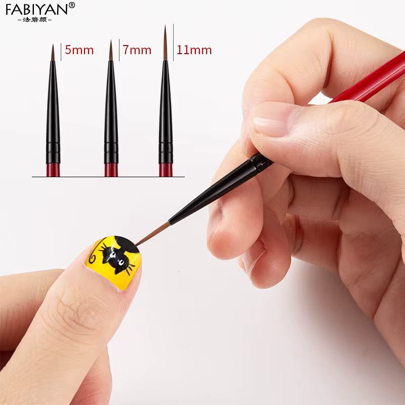 5/7/11mm Nail Art Line Brush Painting Drawing Flower Detailing Thin Liner Sripe Grid Pen DIY Manicure Tools 3Pcs/Set