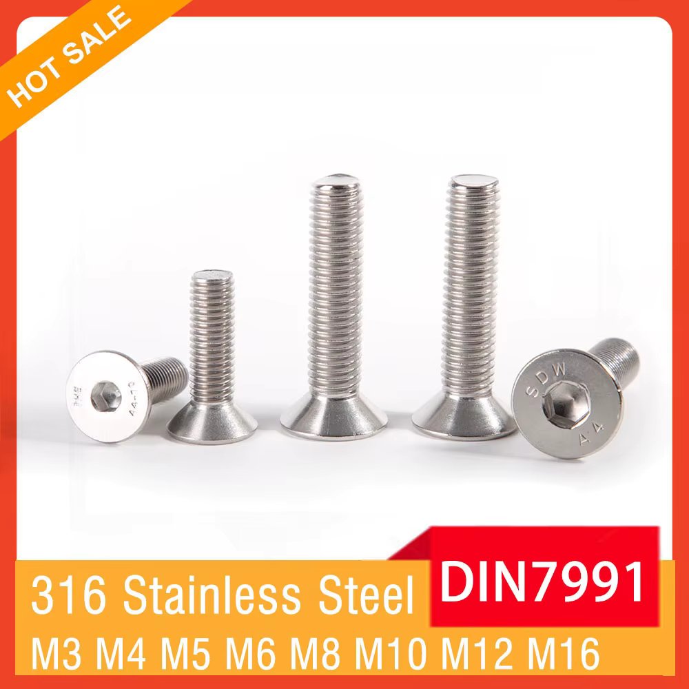 M3 M4 M5 M6 M8 M10 M12 M16 DIN7991 A4-70 316 Stainless Steel Hexagon Hex Socket Flat Countersunk Head Allen Screw Bolt