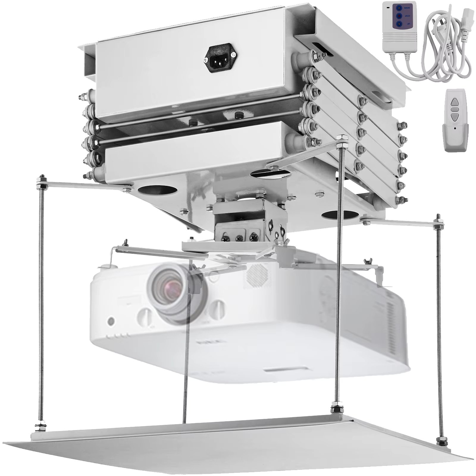VEVOR 1M Projector Stand Accessories Shear Bracket Max Load 30KG Remote Control Lift Supports Ceiling Mount Use for Cinema Rooms
