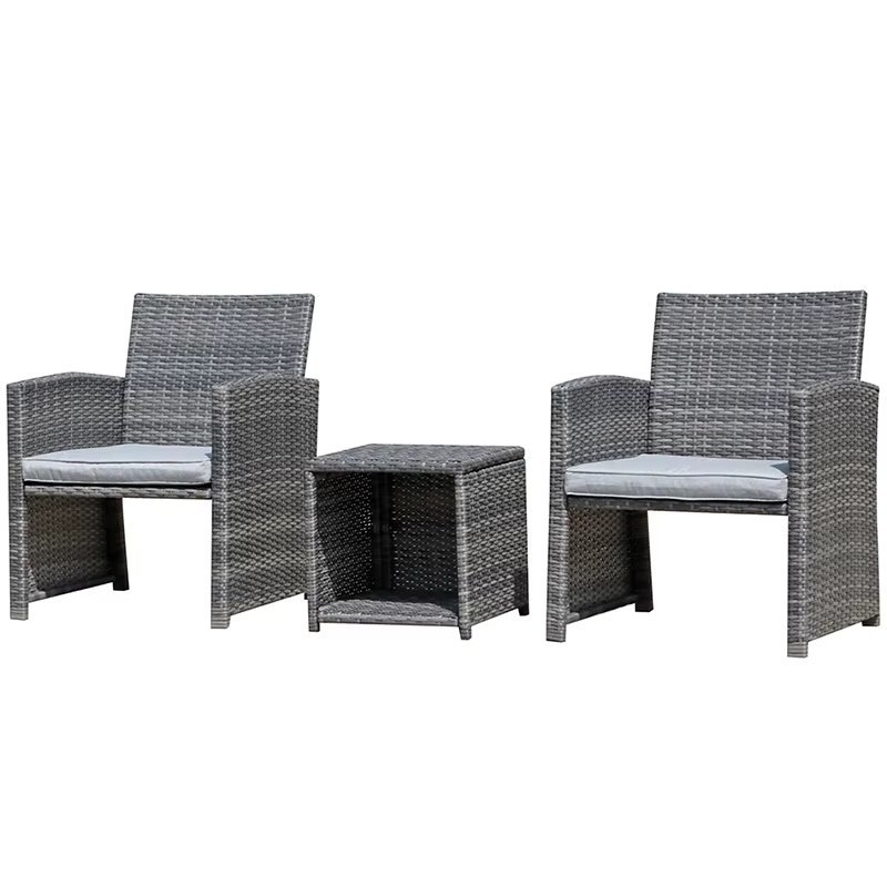 JARDINA 3PCS Outdoor Patio Furniture Set Rattan Wicker Porch Chairs with Storage Coffee Table