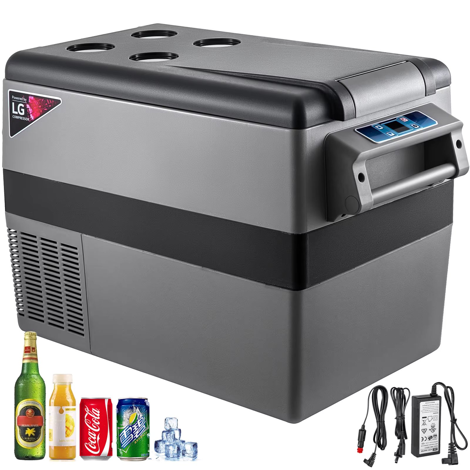 VEVOR 45L Car Refrigerator Mini Fridge Freezer Portable Compressor Cooler 12/24V DC 110-240V Ice Box for Camping