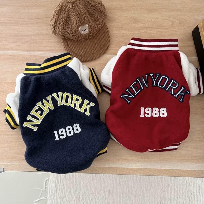 Fashion Winter Pet Baseball Clothes Suit Dog Contrasting Coat Teddy Universal Small Dog Clothes Design Puppy Chihuahua Clothes