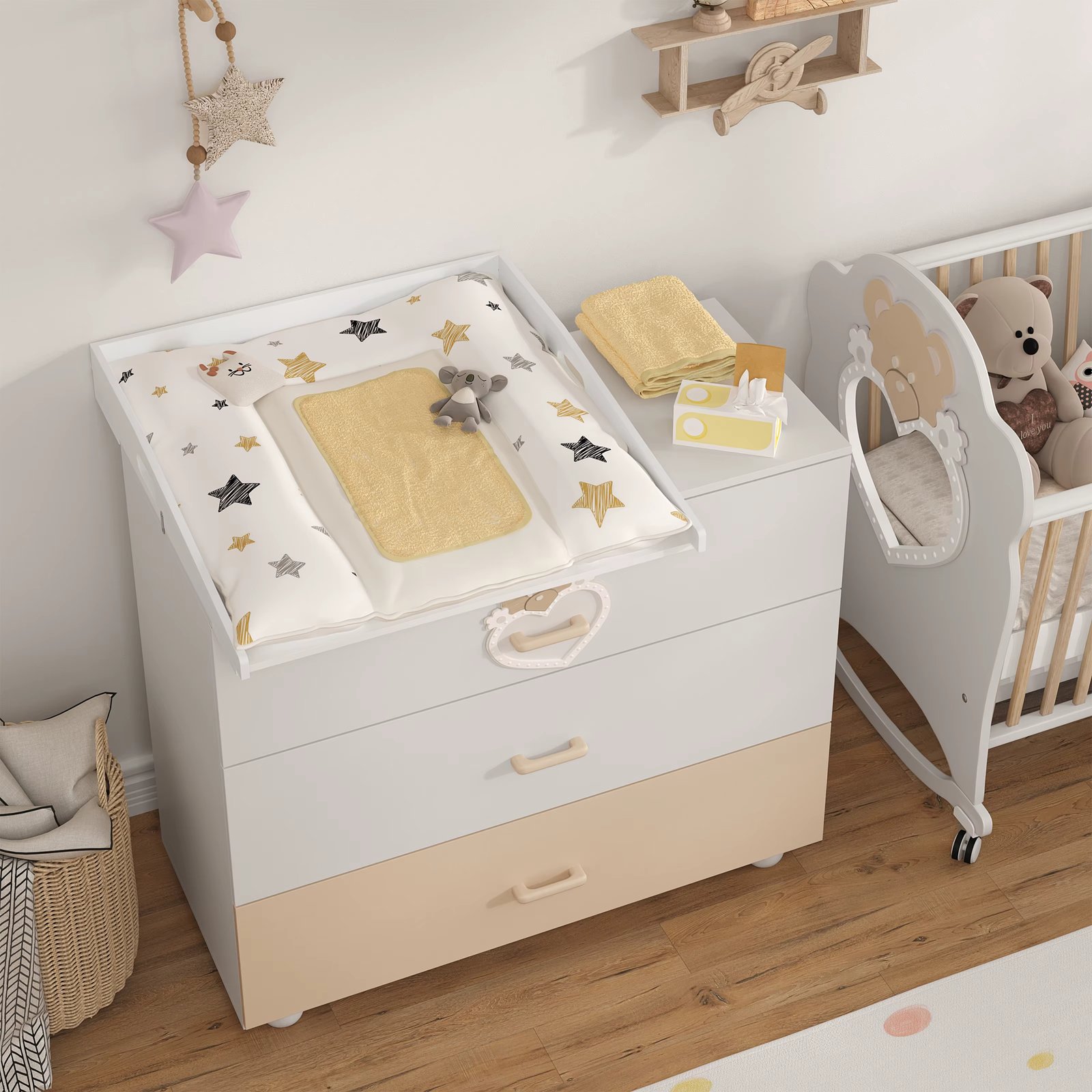 Universal Changing Table Attachment with Side Walls Changing Plate for Chest of Drawers Cabinet Baby Changing Dresser Mat