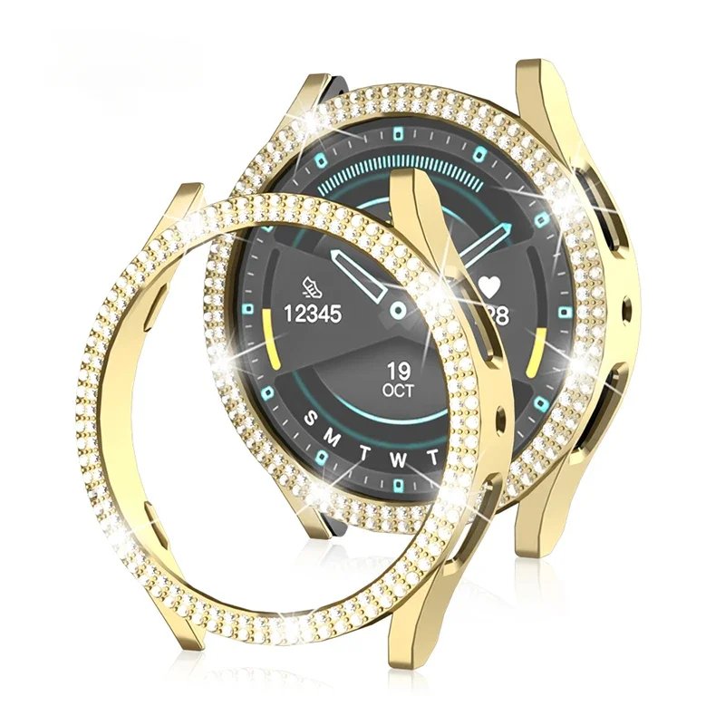 Case for Samsung Galaxy Watch 4 5 6 7 40mm 44mm Protective Case Plastic hard Bumper row diamond encrusted shiny cover no glass