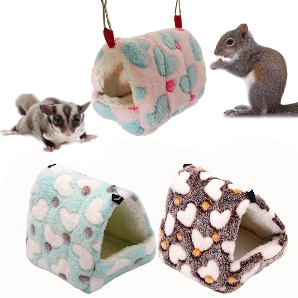 Coral Fleece Dot Printing Small Foam Pet House Hanging Hamster Bed Warm Comfortable WinterHammock Cave Cage Hut Tent Cotton Nest