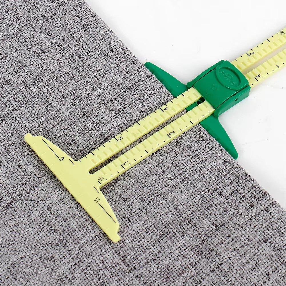 5-IN-1 Sewing Seam Ruler Measuring Gauge Patchwork Quilting Tailor Ruler Sizer Helper Aluminum Plastic Sliding Gauge