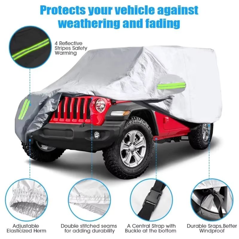 190T Waterproof Car Covers for Jeep Wrangler 2/4 Doors 1987-2019 JK JL YJ TJ Windproof Dustproof Full Surround Protector Cover