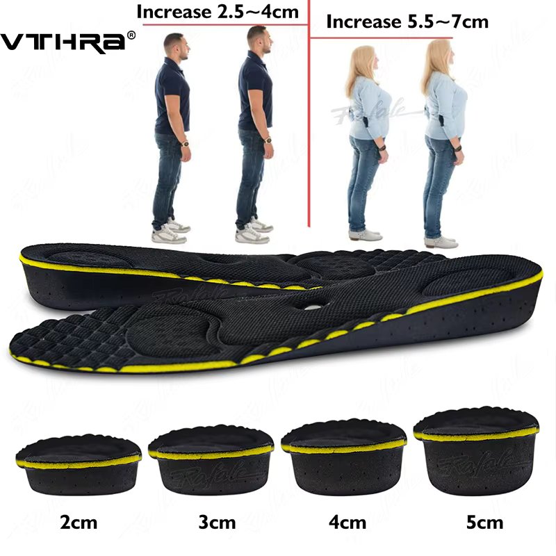 Invisible Height Increase Insoles For Men Women 2/3/4/5cm Cushion Height Lift Foot Massage Magnetic Massage Shoes Insole Inserts