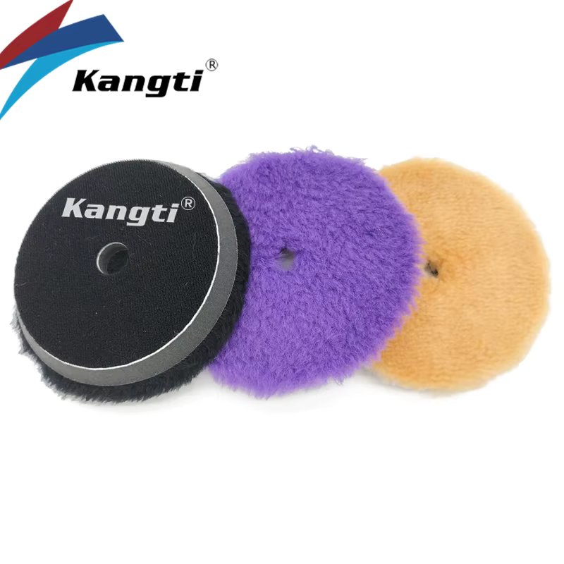 Kangti 5/6 Inches Car Polishing Disc Natural Wool Buffing Pads Lamb Woolen DA Polisher Buff Foam Cutting Pads Abrasive Tool Kits
