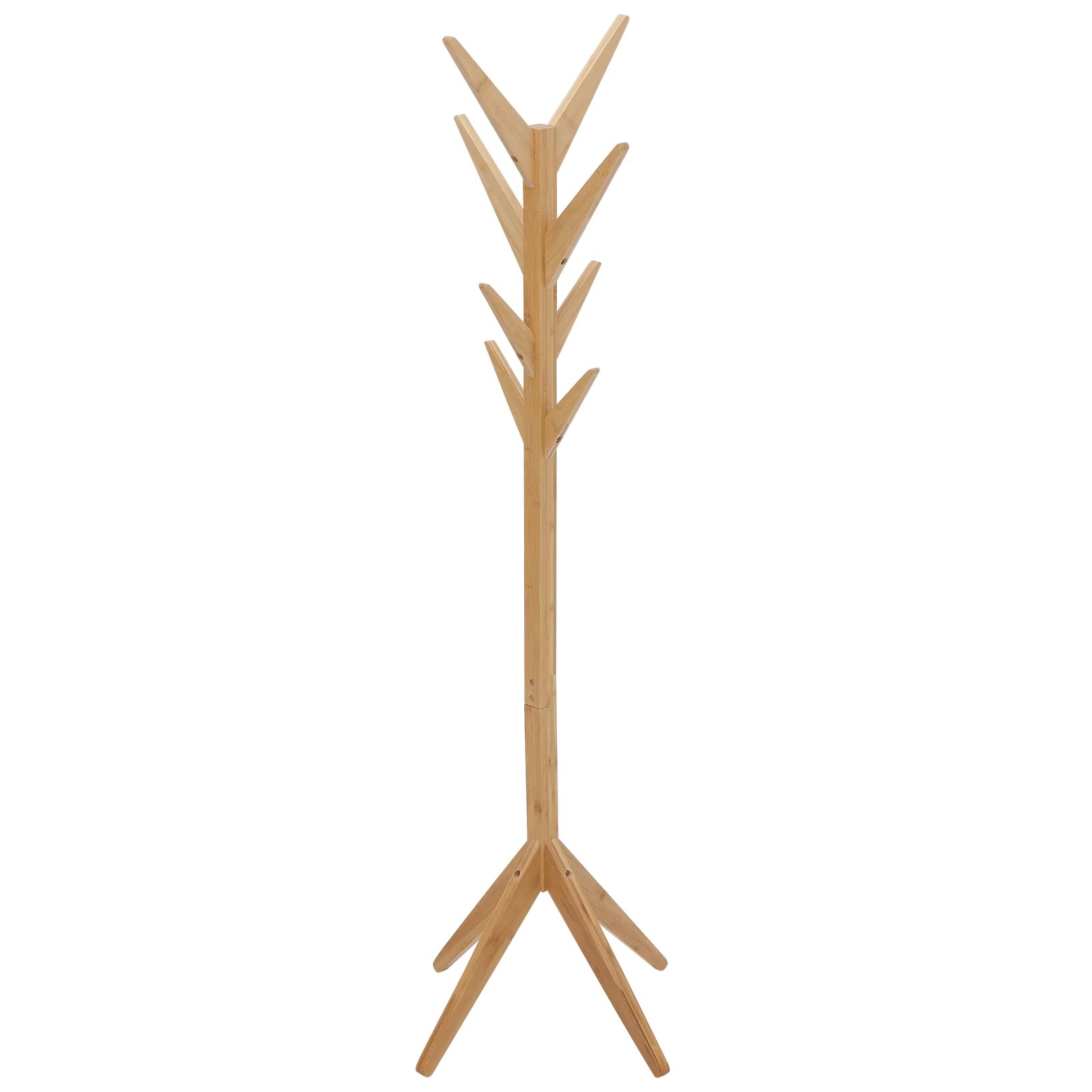 HOMCOM Bamboo Tree Standing Rack with 8 Hooks for Hanging Clothes Bags Hats for Entrance Hall Hall Living Room 60x60x178 cm Natural