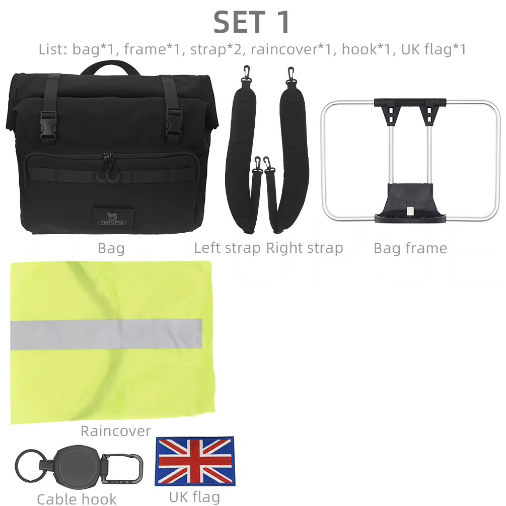 TWTOPSE Bicycle Backpack Union Jack Roll Top T Bag For Brompton Folding Bike Large Laptop Tool Bottle Bags With Raincover Strap
