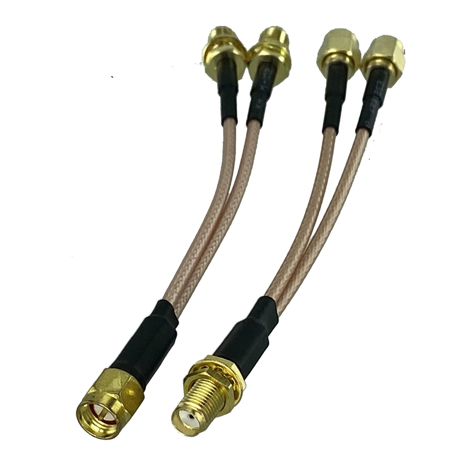 RG316 SMA to 2x SMA Male Plug & Female Jack Y Type Splitter Connector Crimp Wire Terminal RF Jumper pigtail Cable 4inch~10FT
