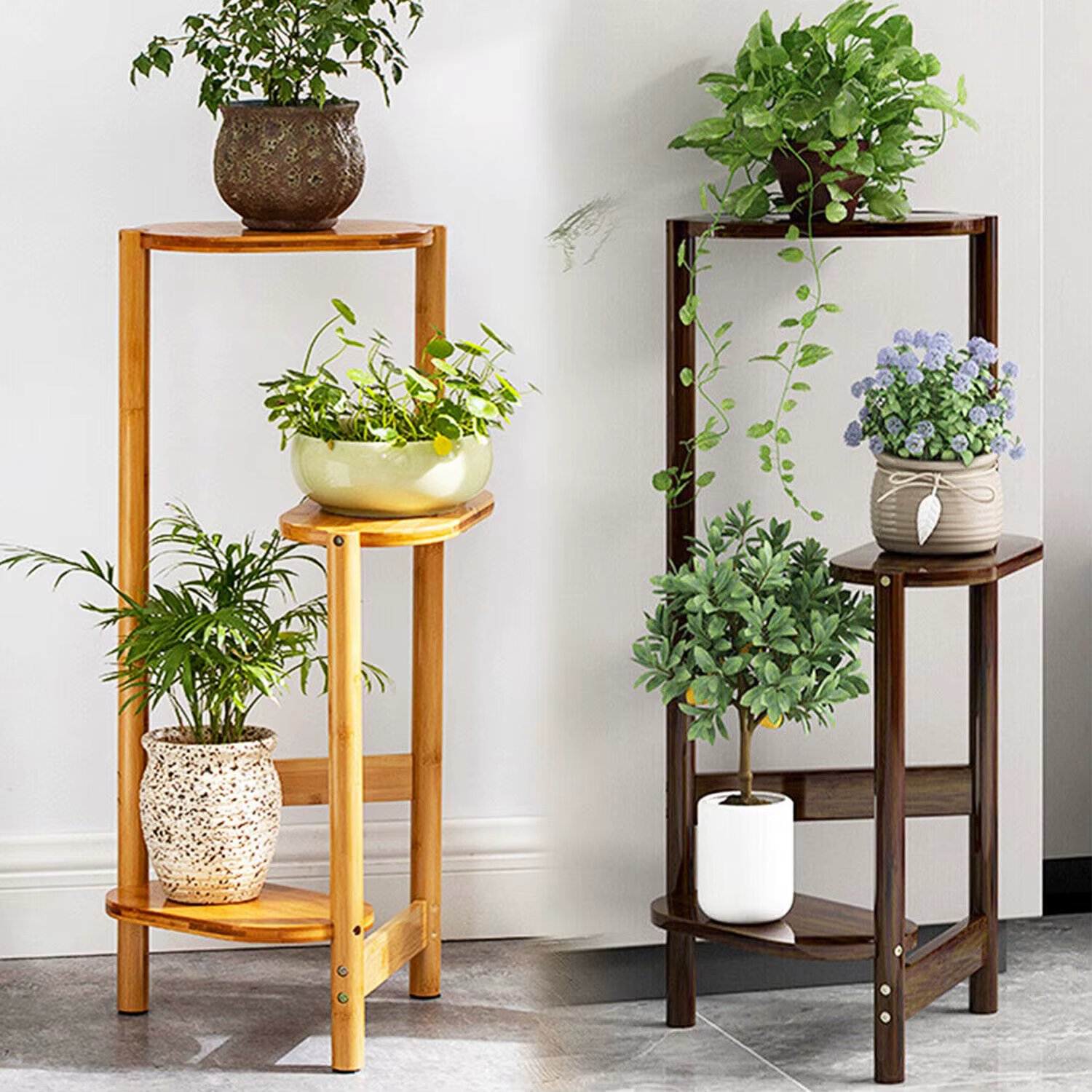 3 Tier Plant Stand Corner Bamboo Plant Shelf Rack Pot Stand Holder Indoor Plant Ladder Shelf Flower Display Rack