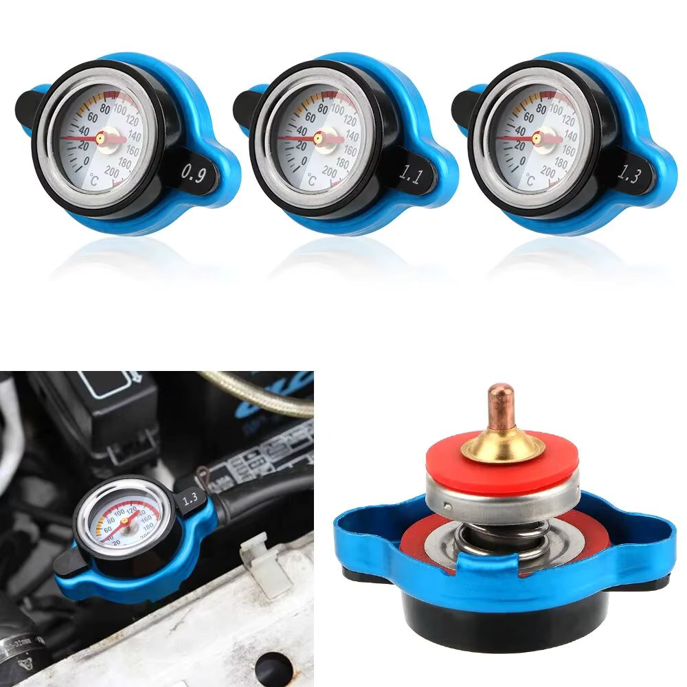 Temperature Gauge 0.9/1.1/1.3 Bar Thermo Radiator Cap Tank Cover Replacement Pressure Balance Function Car Accessories