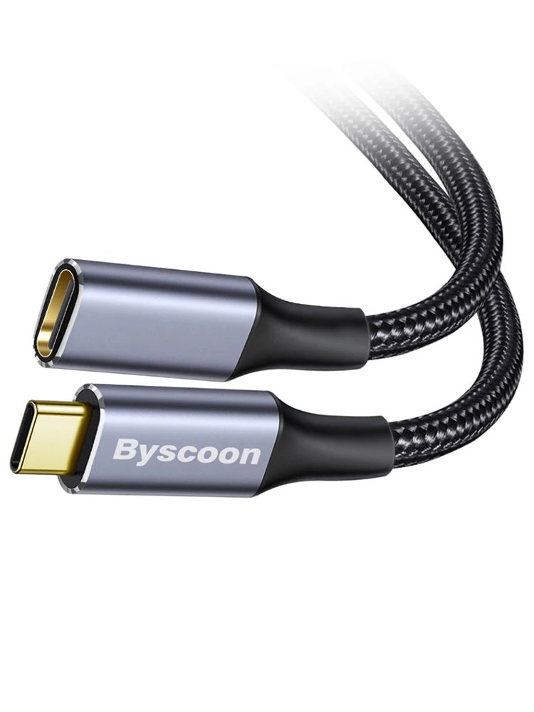 Byscoon USB C 3.1 Gen2 10Gbps Extension Cable Type C to Type C PD 100W QC 4.0 Fast Charging Cord For MacBook Pro 4k 60Hz Cable