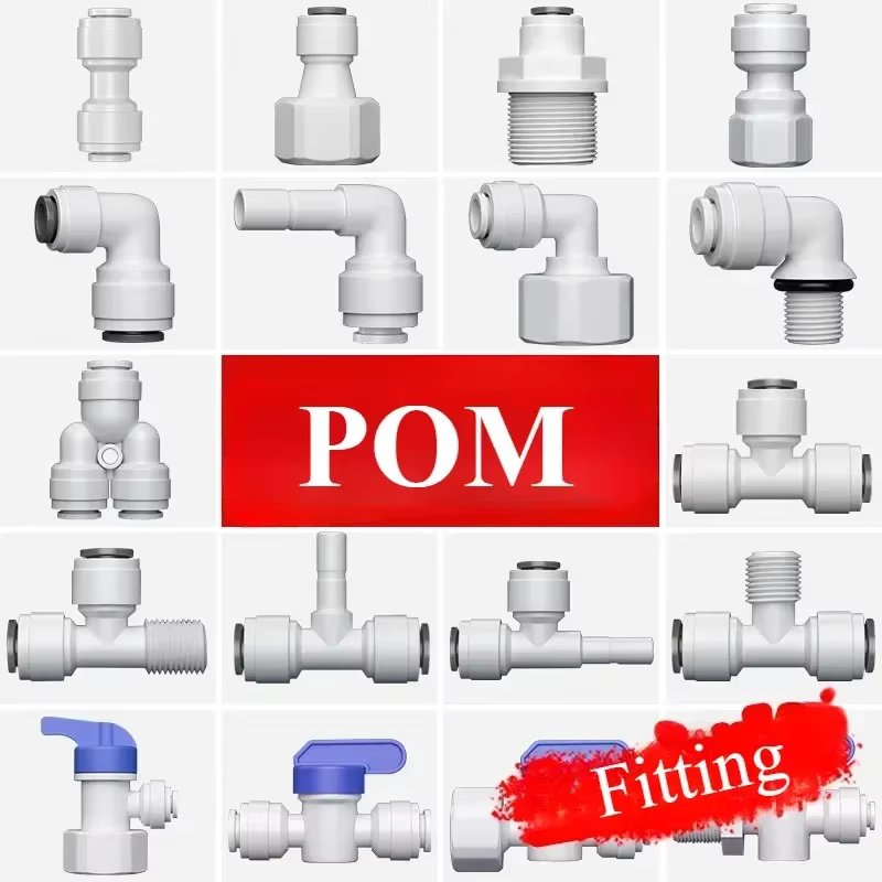 BSP Male Female 1/4" 3/8" OD Tube Hose Straight Elbow Tee POM Connector Drinking Water Purifies RO Filter Reverse Osmosis System