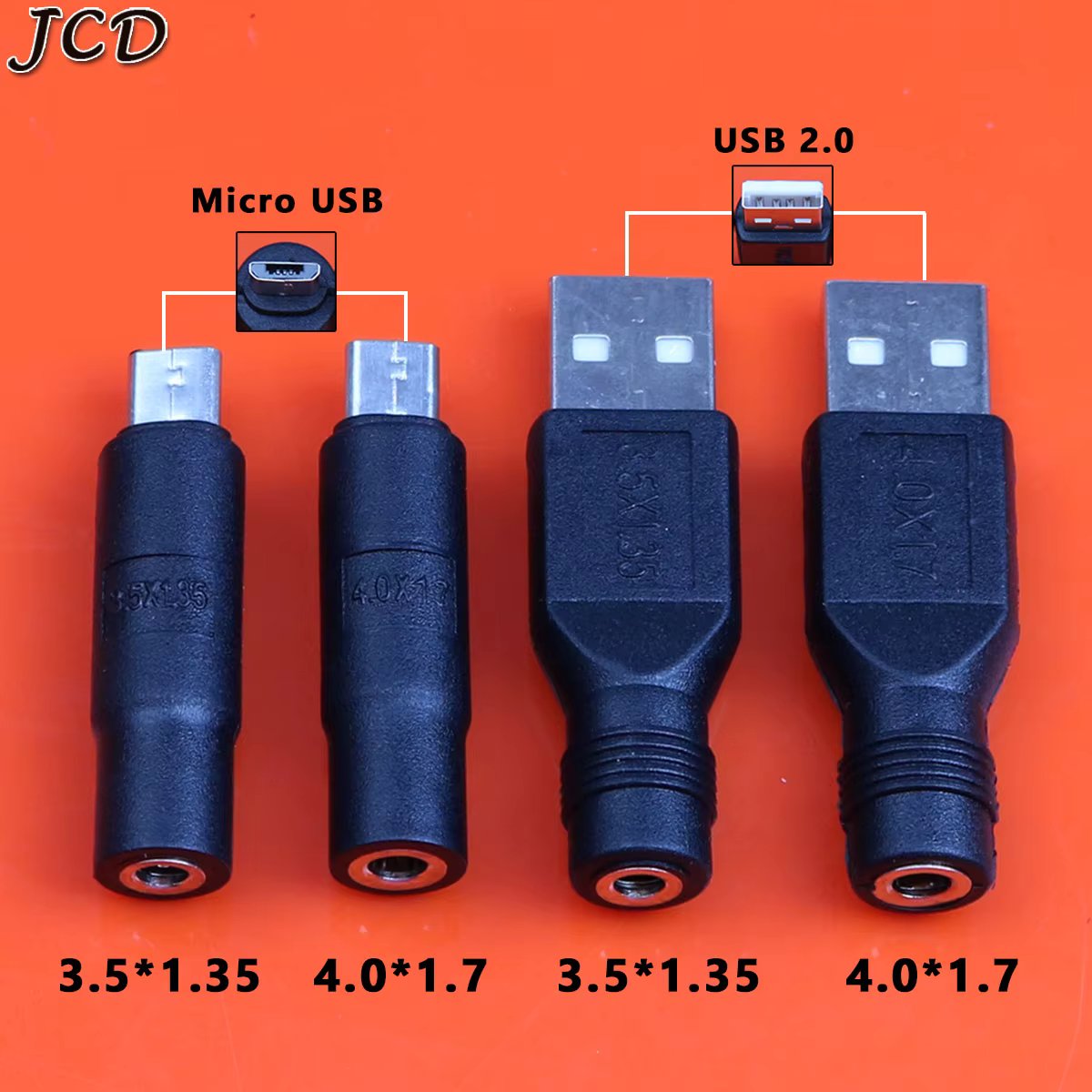 JCD 1pcs 3.5x1.35 4.0x1.7mm DC Power Female to Micro USB 2.0 Male Plug Connector Adapter for Smartphone Tablet Charger Converter