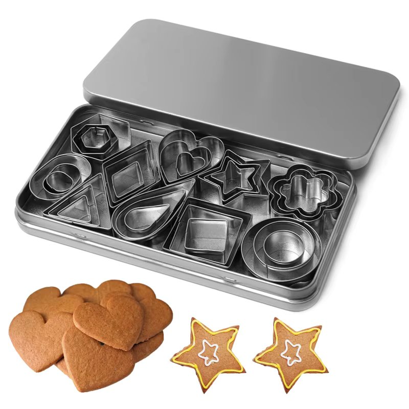 30Pcs/Box Mini Stainless Steel Mould Heart Star Flower Geometric Shape Cookie Cutters Kitchen Fondant Biscuit Pastry Bakeware