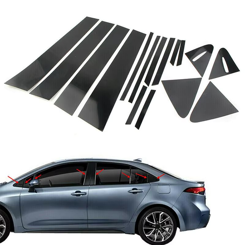 Black/Silvery Car Window Sticker Pillar Posts Deal Cover Door Trim Accessories Fit For Toyota Corolla 2019 2020 2021 2022