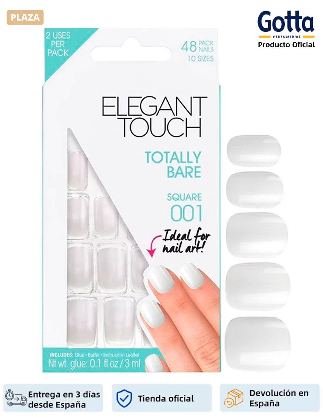 ELEGANT TOUCH - TOTALLY BARE SQUARE 001-beauty and health, Manicure utensils, manicure, false nails-get a brilliant and striking manicure.