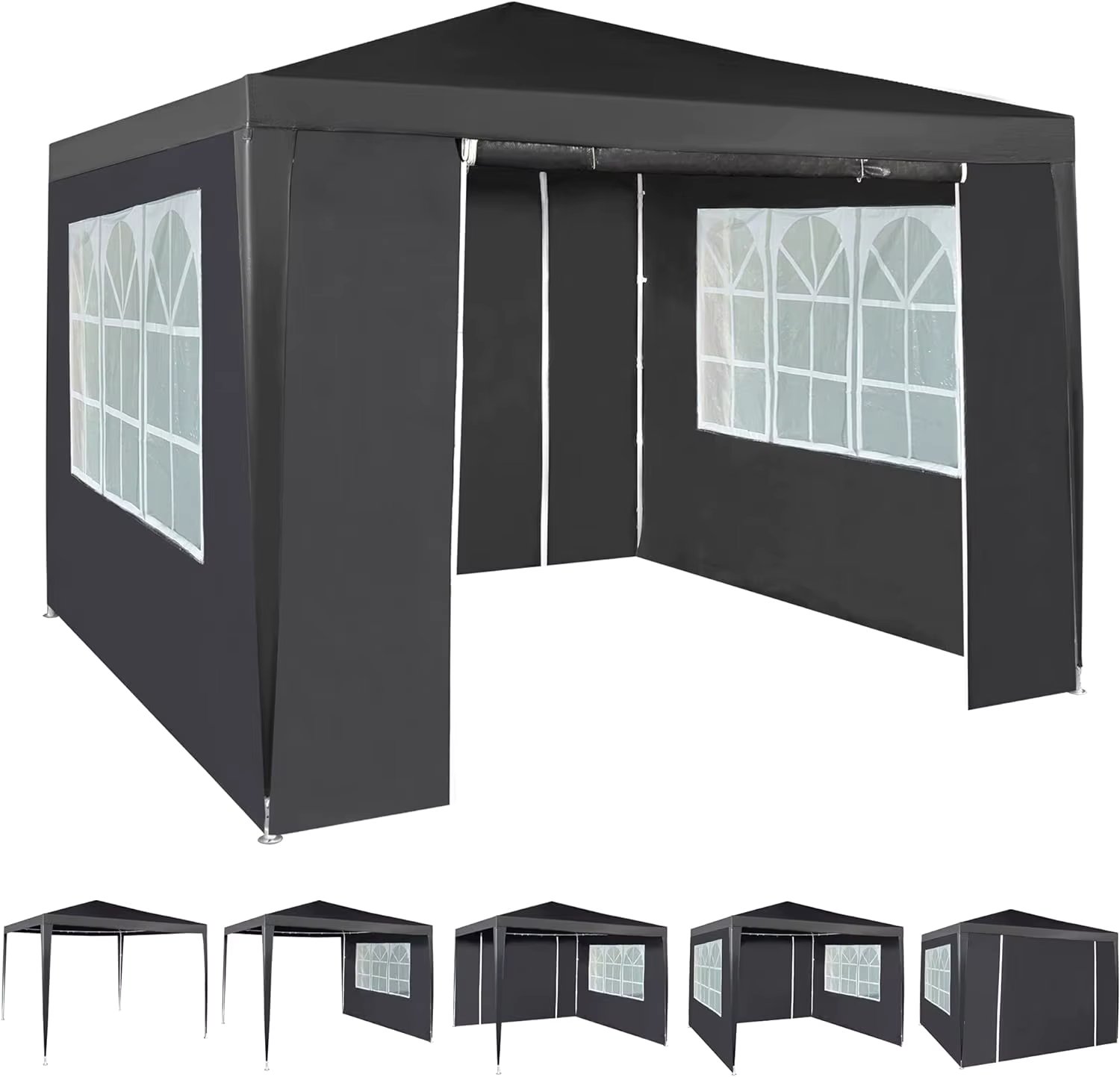 mcc direct Event Gazebo with 4 Side Panels, Outdoor Waterproof Party Tent Marquee with Coated Steel Frame