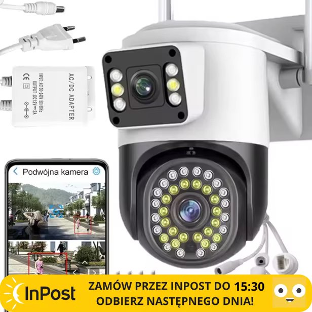 DOUBLE CAMERA WIFI IP SMART EXTERNAL QHD 2x4MP ZOOM APP