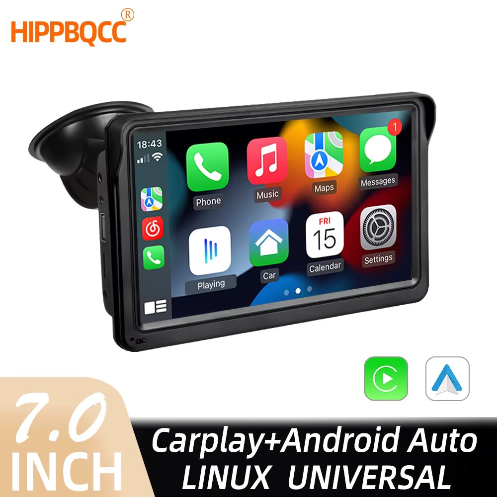 HIPPBQCC Car Radio Wireless CarPlay Android Auto Multimedia Video Player 7" Portable Touch Screen With USB AUX For Rear Camera