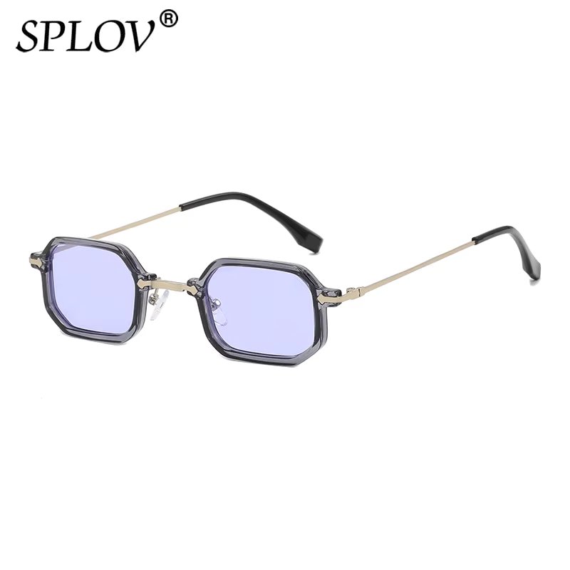 New Small Vintage Polygon Square Sunglasses Women Candy Color Metal Shades Fashion Leopard Green Rectangle Sun Glasses UV400