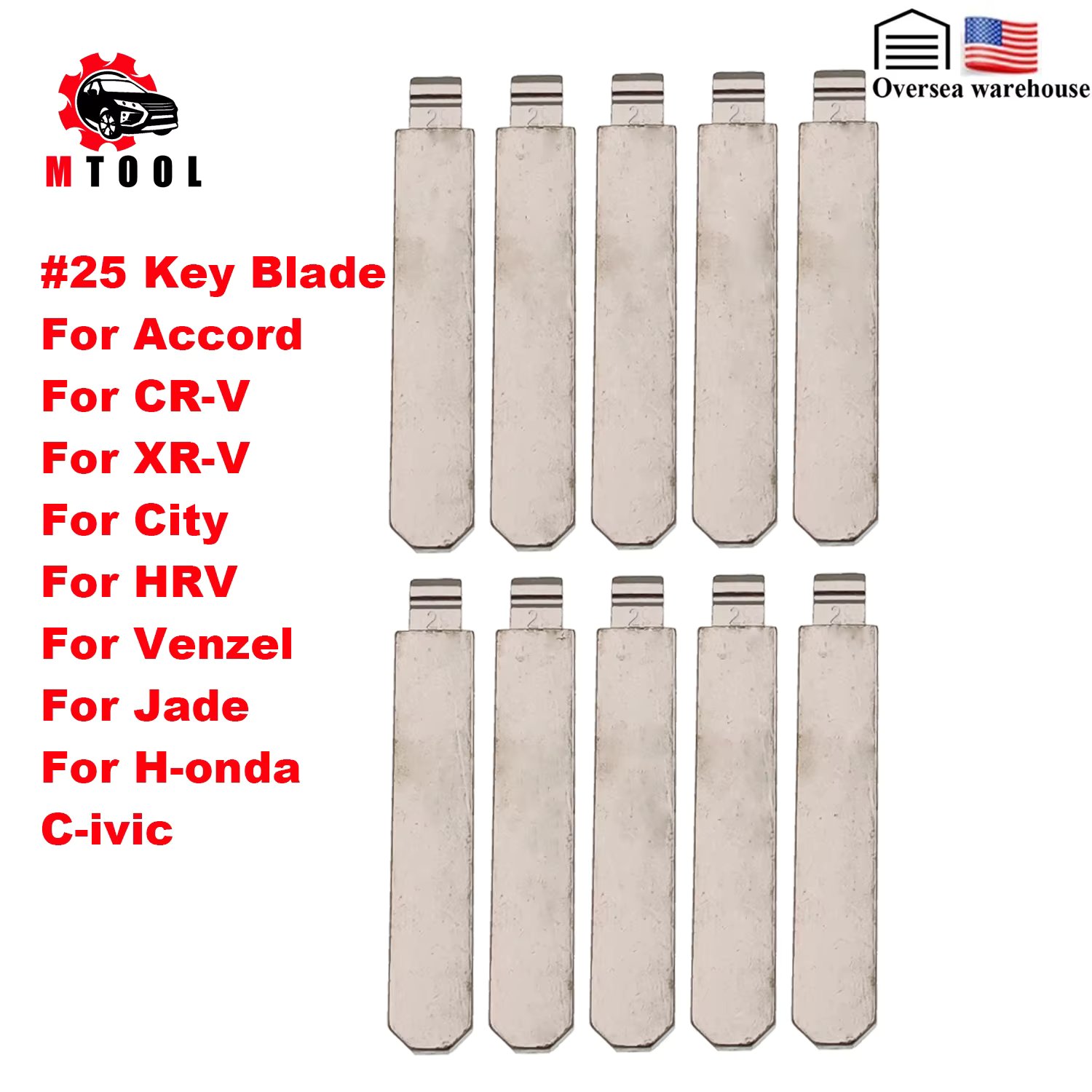 New Replacement Flip Key #25 KD Key Blade For Honda Civic Accord CR-V XR-V City HRV Venzel Jade Car Remote Replace Blank