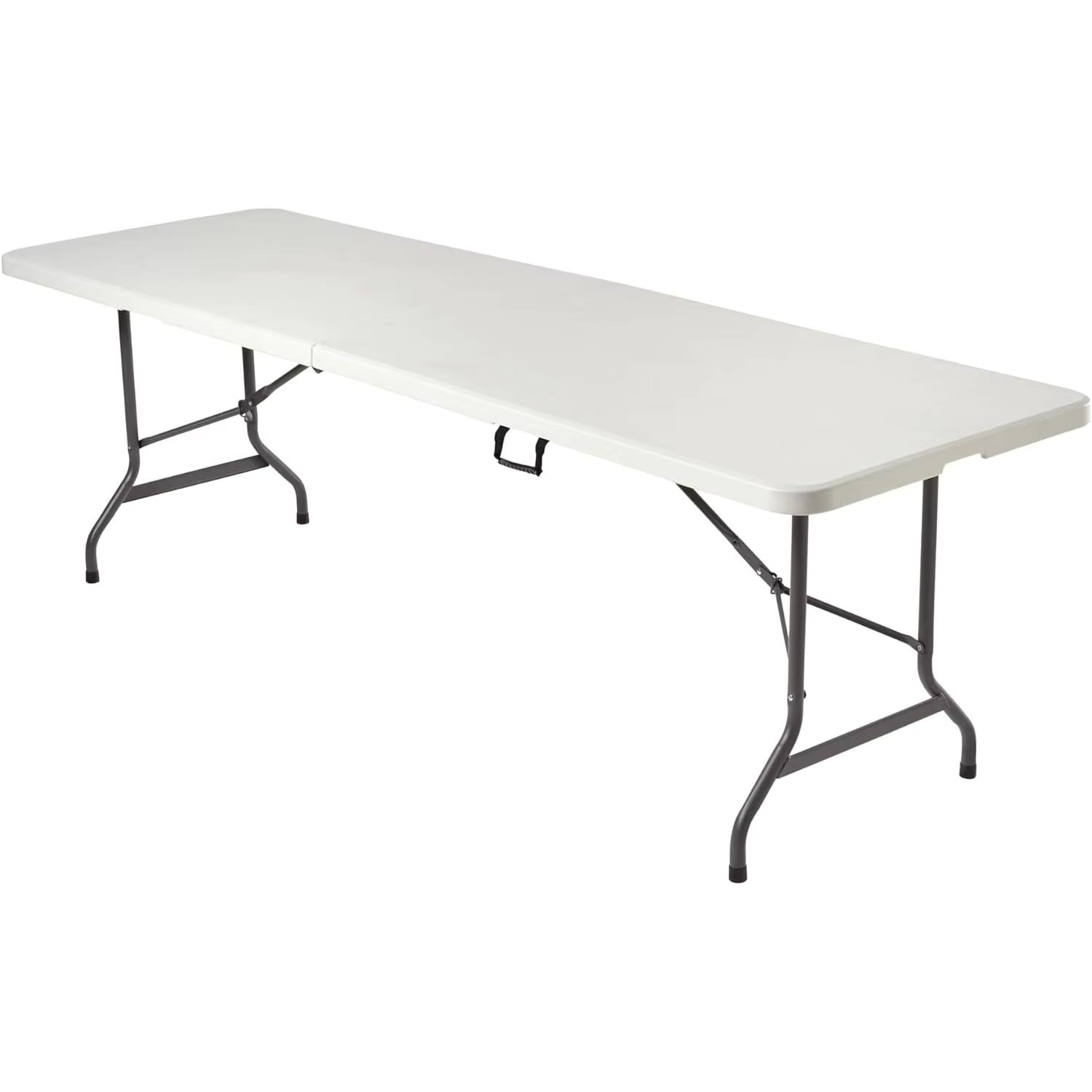 Starley-art Regal plastic folding Camping table and steel legs 180x70x74 cm white indoor outdoor event Buffet table for 6 people Board with carry handle for garden terrace