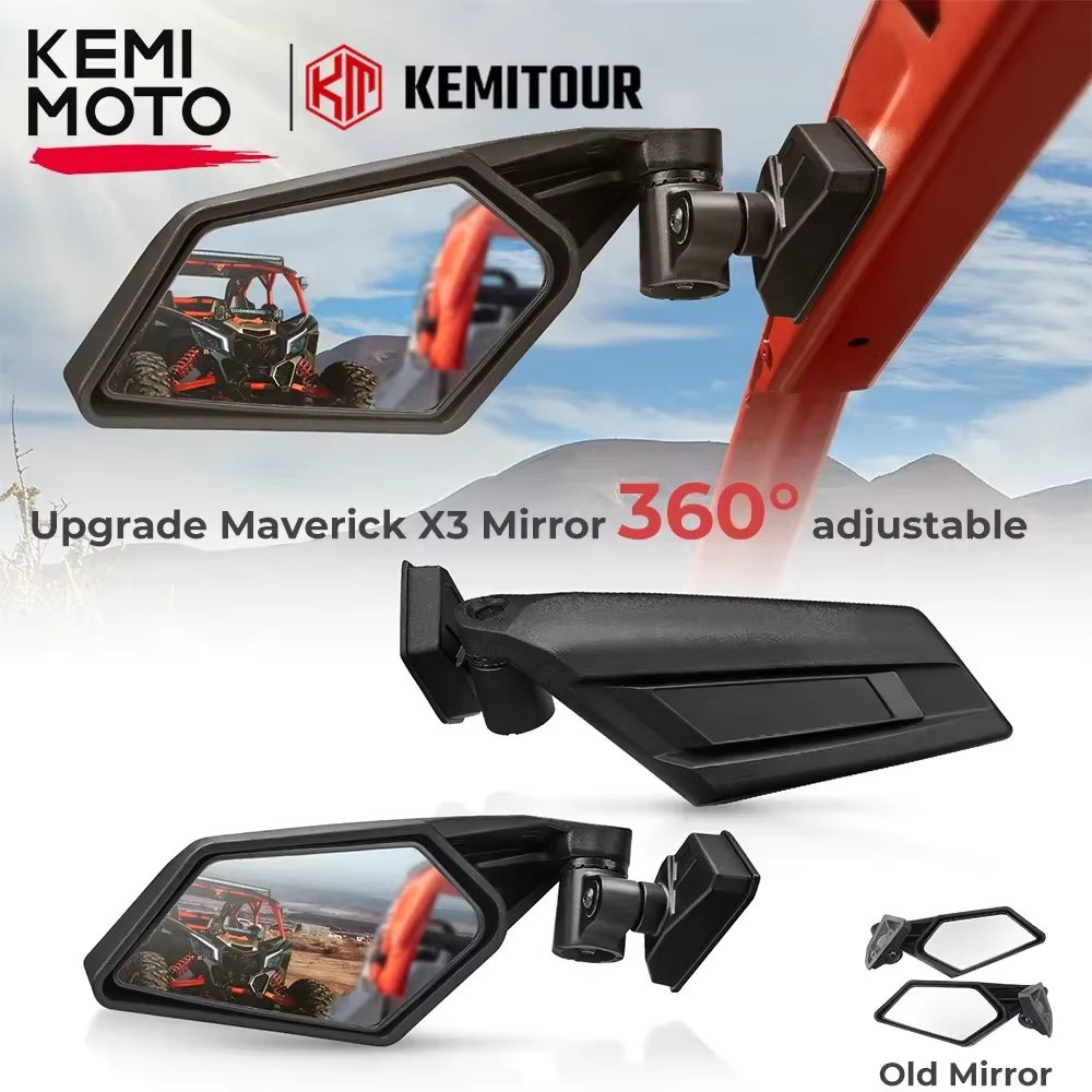 UTV Rearview Side View Mirrors 180° 360° Adjustable 715002898 for Can Am Maverick X3 Max R RR 4x4 XMR XDS Turbo DPS