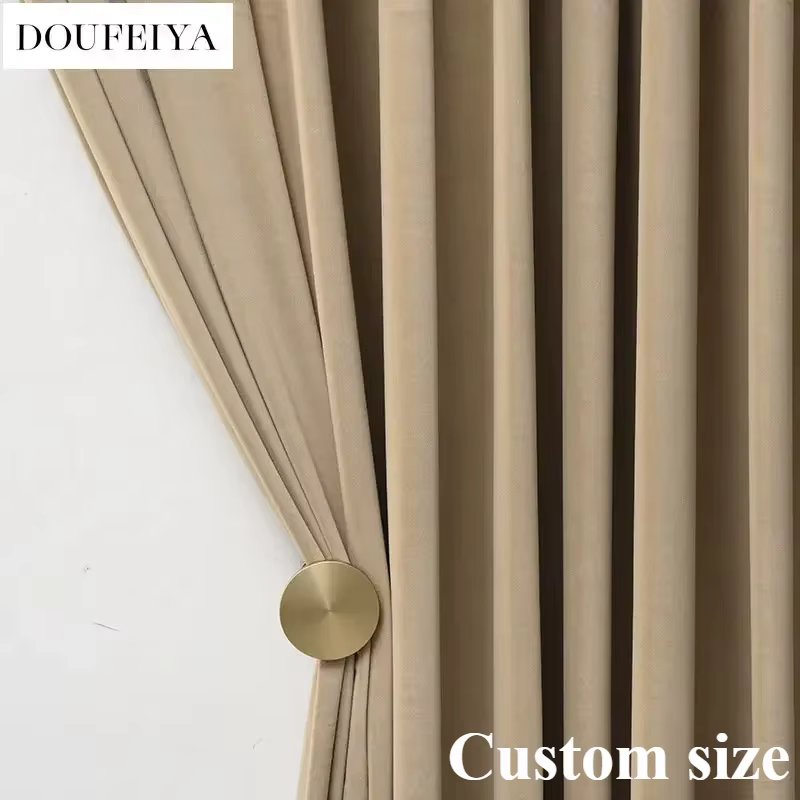 Modern Australian Wool Velvet Blackout Beige Curtains for Living Room Bedroom Dining Luxury High Quality Window Drape Custom