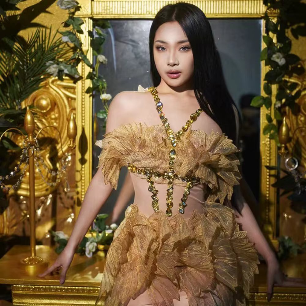 Premium Champagne Gold Flash Diamond Neck Sleeveless Wings Blade Design Gentle and Elegant Short Evening Dress Evening Dresses