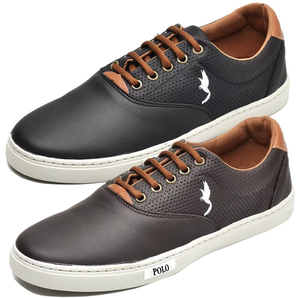 Kit 2 Paired Male Casual in Black color and coffee comfort for day from 37 to 46