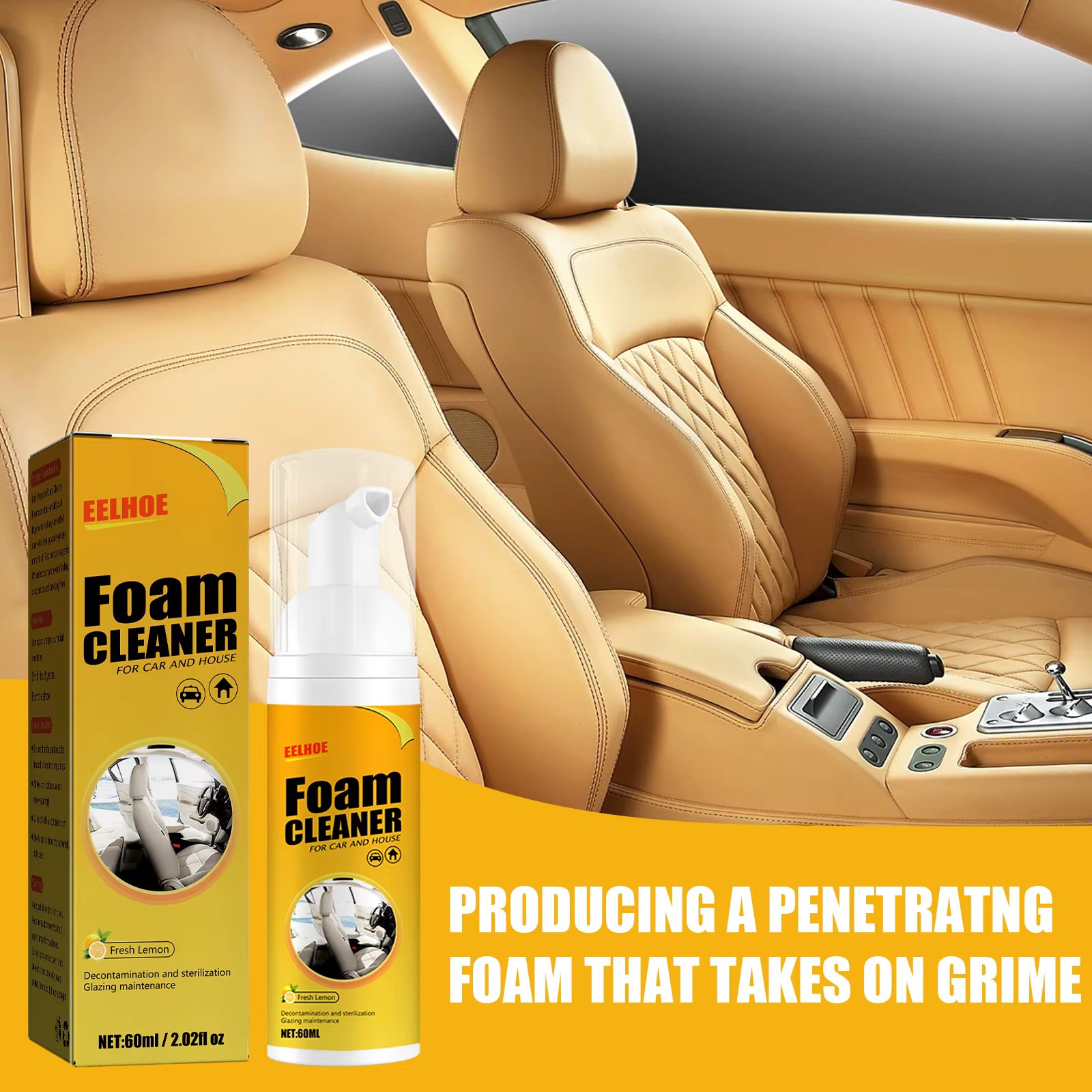 Foam Cleaner For Car & House Multi-purpose Clean Spray Anti-Aging Protection Leather Cleaning Foam Agent Car Interior Cleaner
